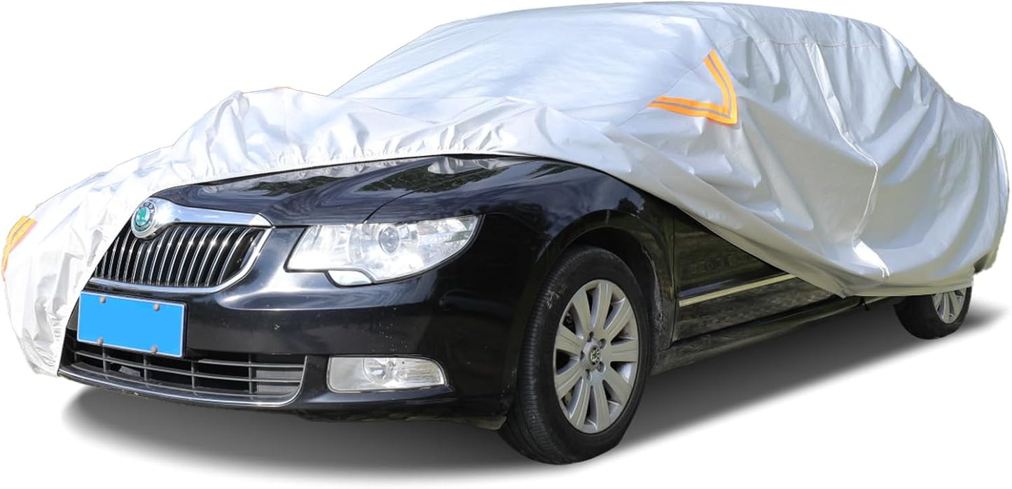 Waterproof All Weather Car Cover, UV Protection, Zipper Door Access, Fits Sedan 172-177 - Talyetar