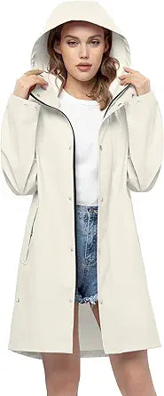 UNIQUEBELLA Women Long Rain Jackets for Waterproof Outdoor Use