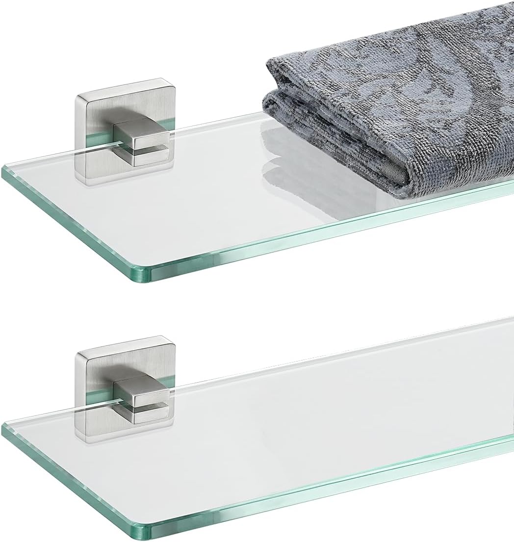 JQK Bathroom Glass Shelf for Stylish Shower Storage Solutions