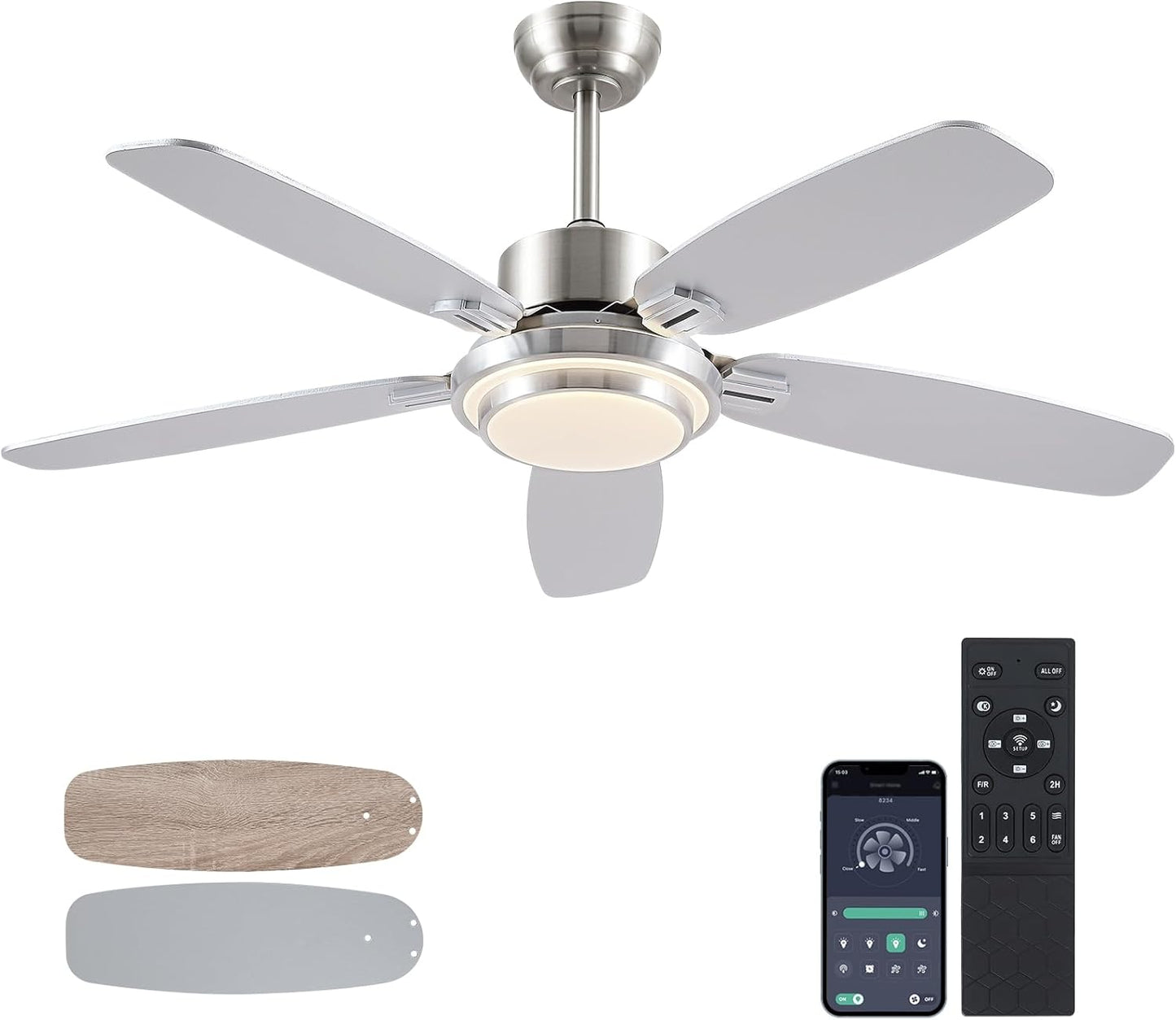 Modern Ceiling Fan with Lights and Remote Control for Home