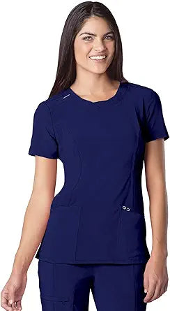 Cherokee Round Neck Scrub Tops for Women with 4-Way Stretch