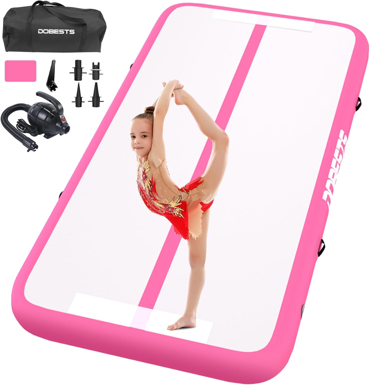 DOBESTS Inflatable Tumble Track Gymnastics Mat for Home Use