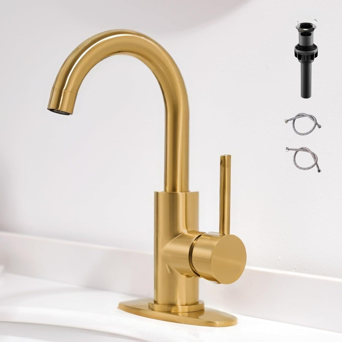 Gold Bathroom Faucets - Modern Single Hole Waterfall Design