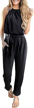 Byinns Women's Halter Neck One Piece Jumpsuit for Summer Fun