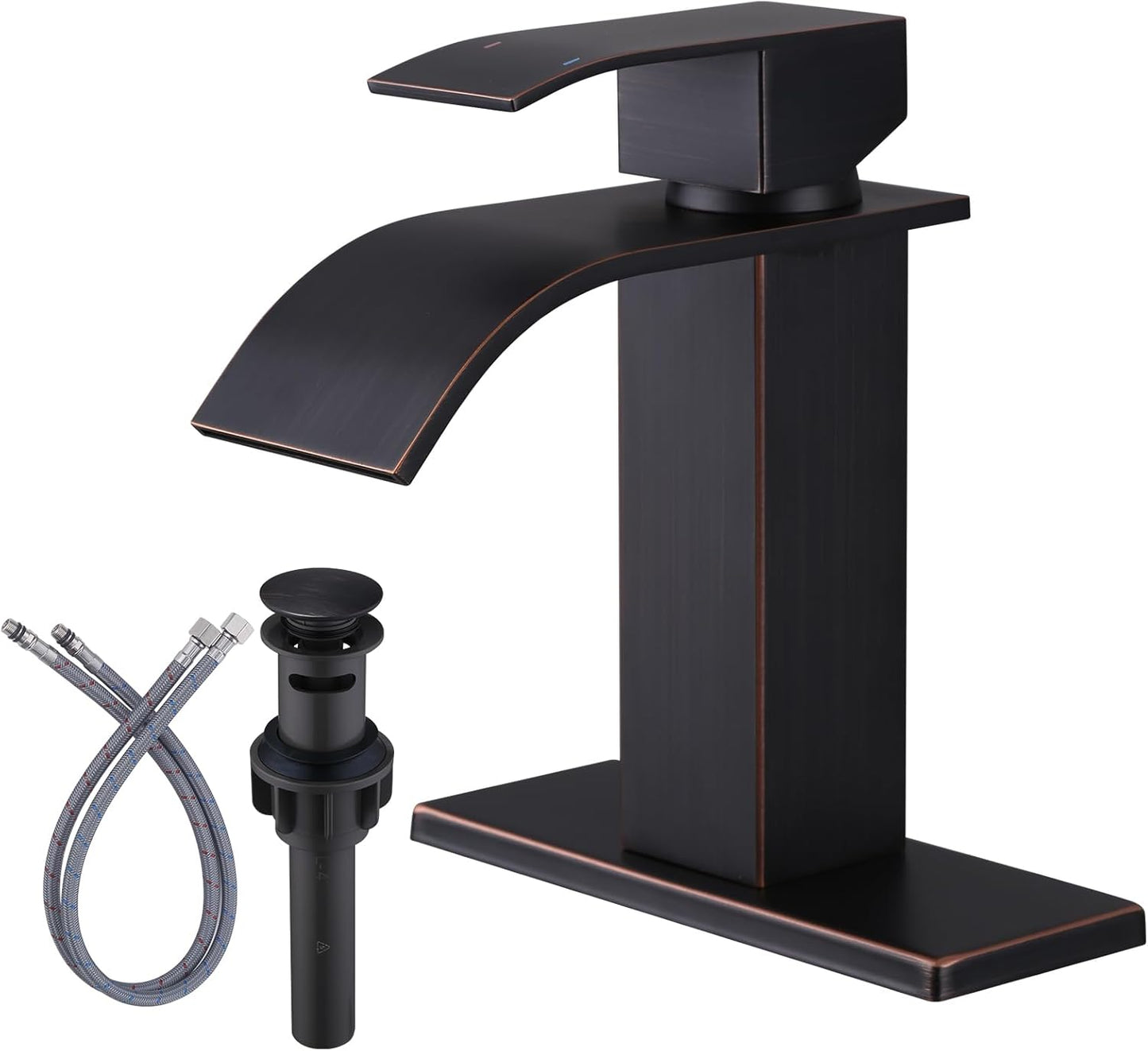 Oil Rubbed Bronze Bathroom Faucet with Waterfall Spout Design