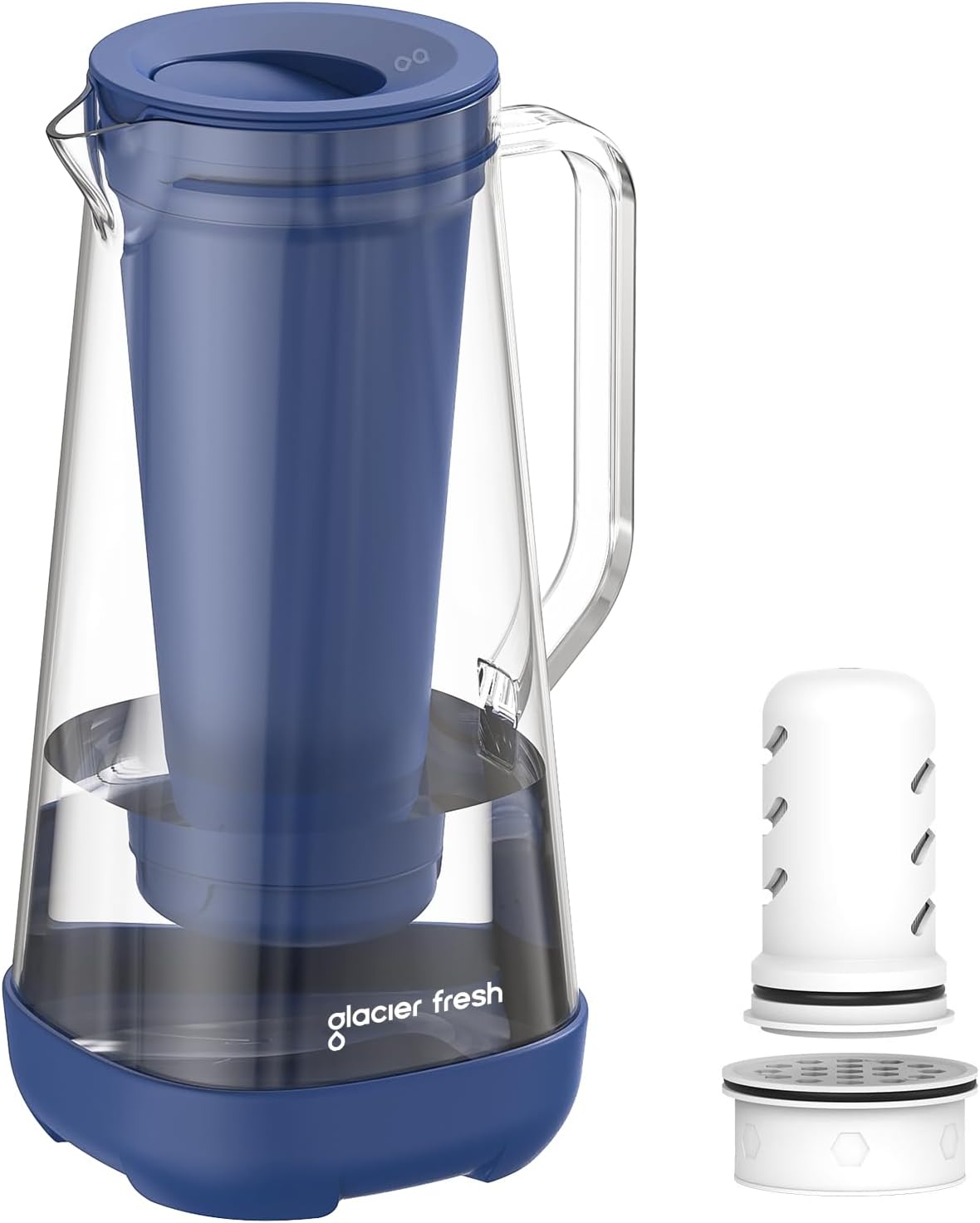 GLACIER FRESH Purela 7 Cup Glass Water Pitcher with Filters