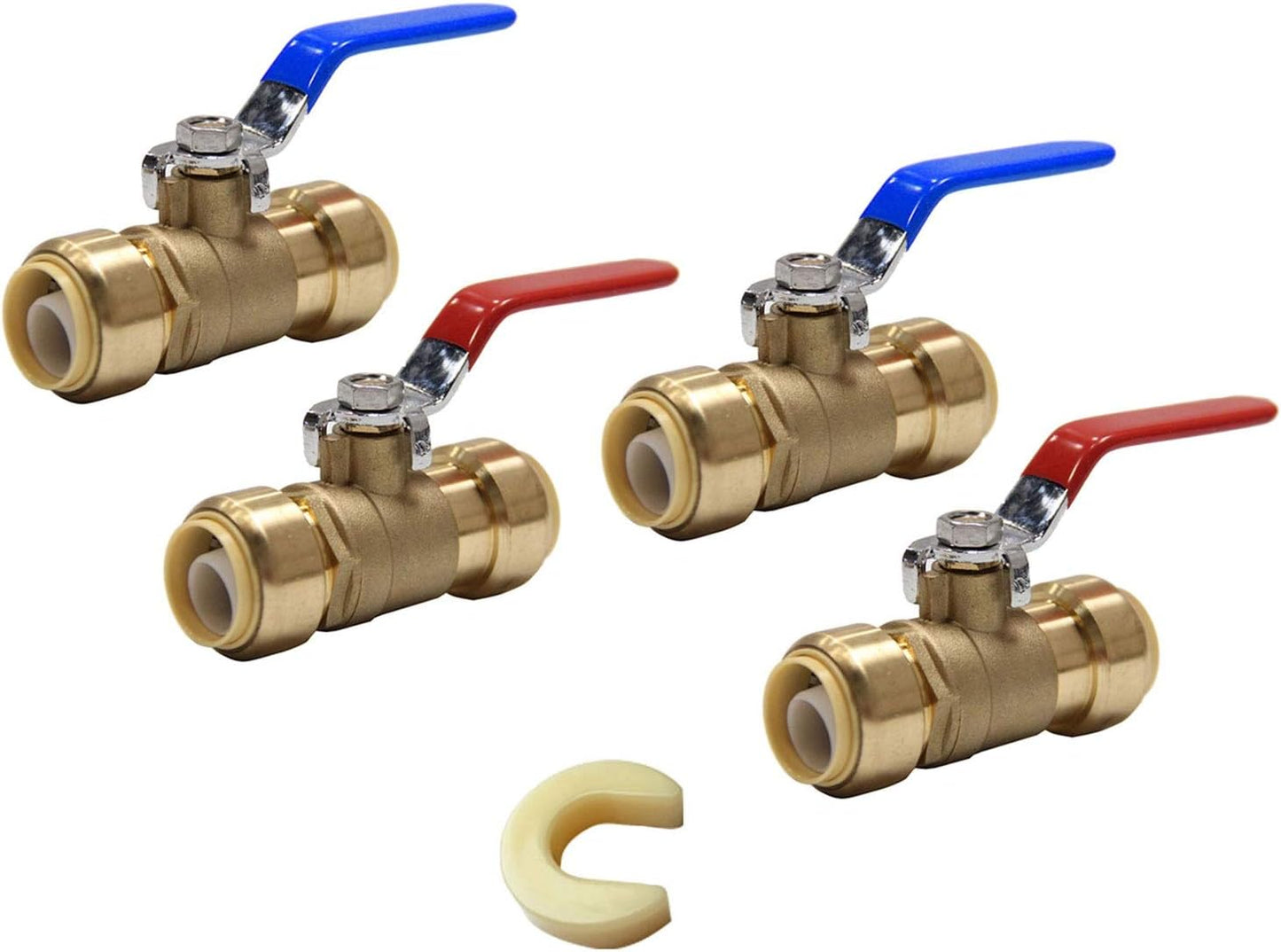 Pack of 4 Push-Fit Full Port Ball Valves for Hot and Cold Water