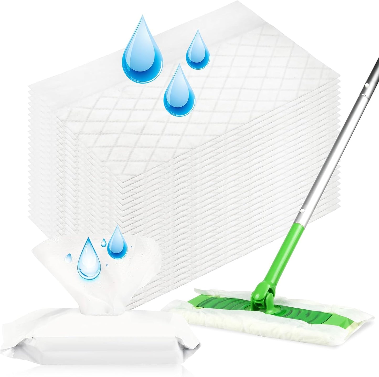 24 Upgraded Wet Mop Refills - One Room Cleaned per Pad! - Bisenkud