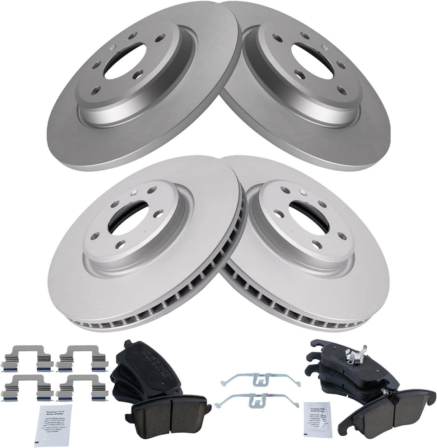 TRQ Premium Ceramic Brake Pad & Coated Rotor Kit for Audi