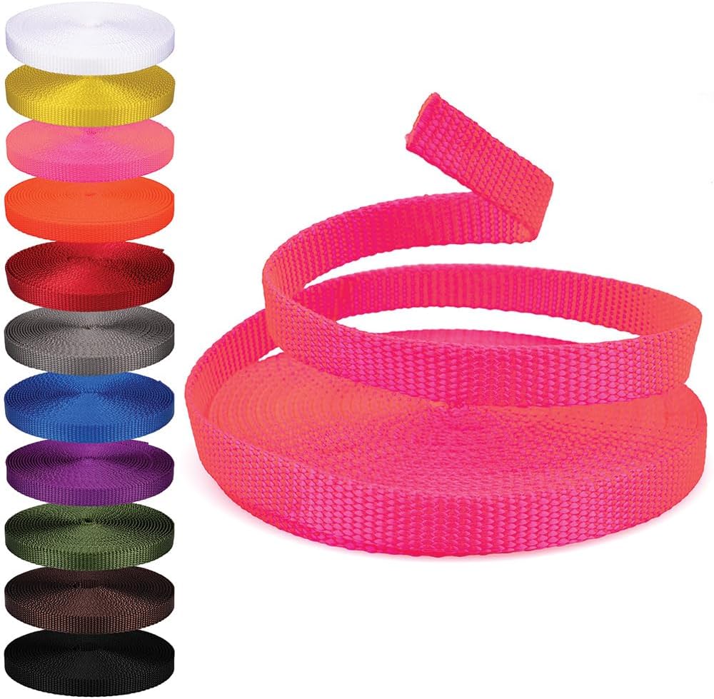 Nylon Webbing 1/2 in. Multipurpose Cargo Straps in Pink, 20 Yards