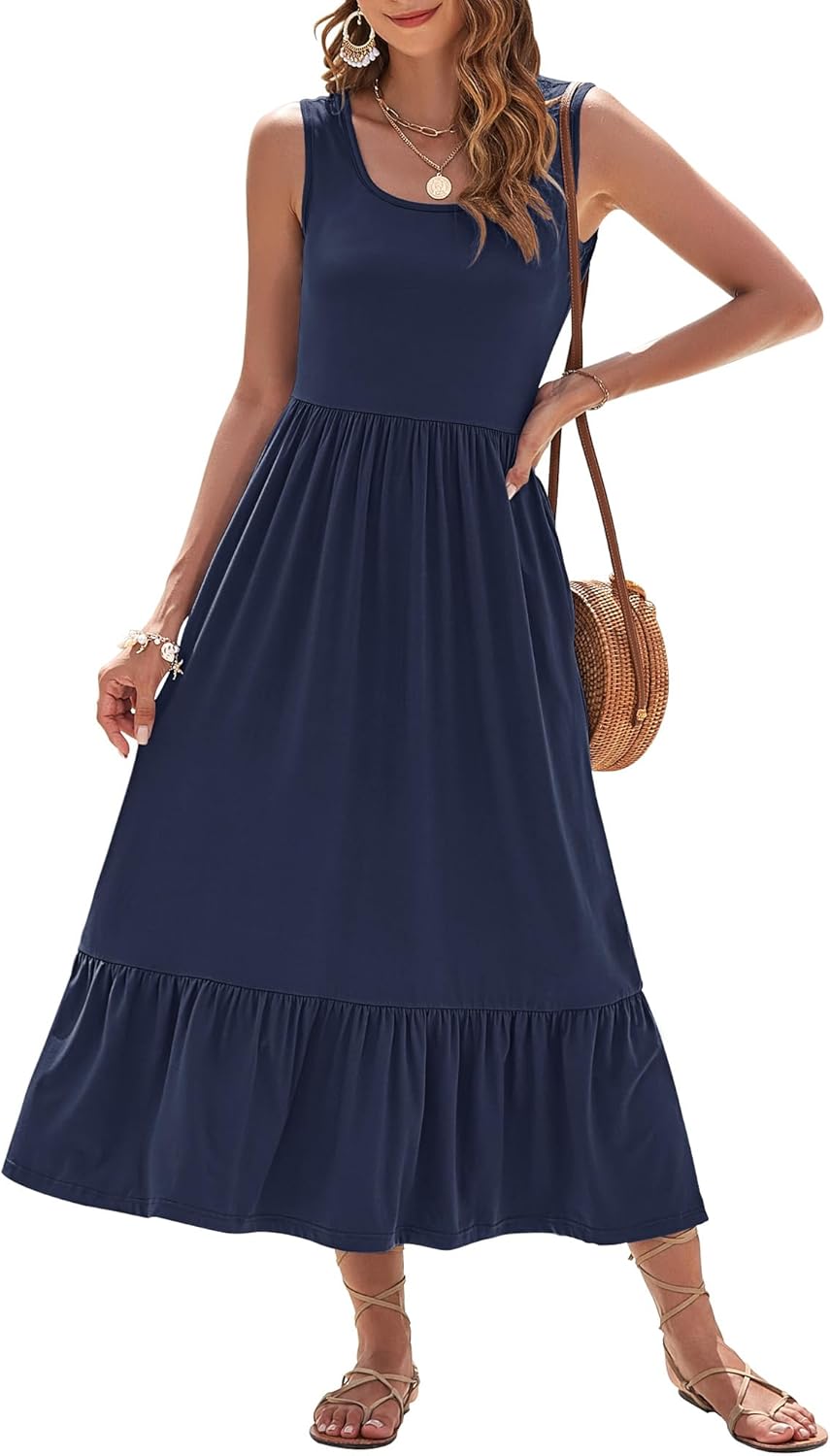 AUSELILY Womens Summer Dresses 2025 Sleeveless Maxi Dress