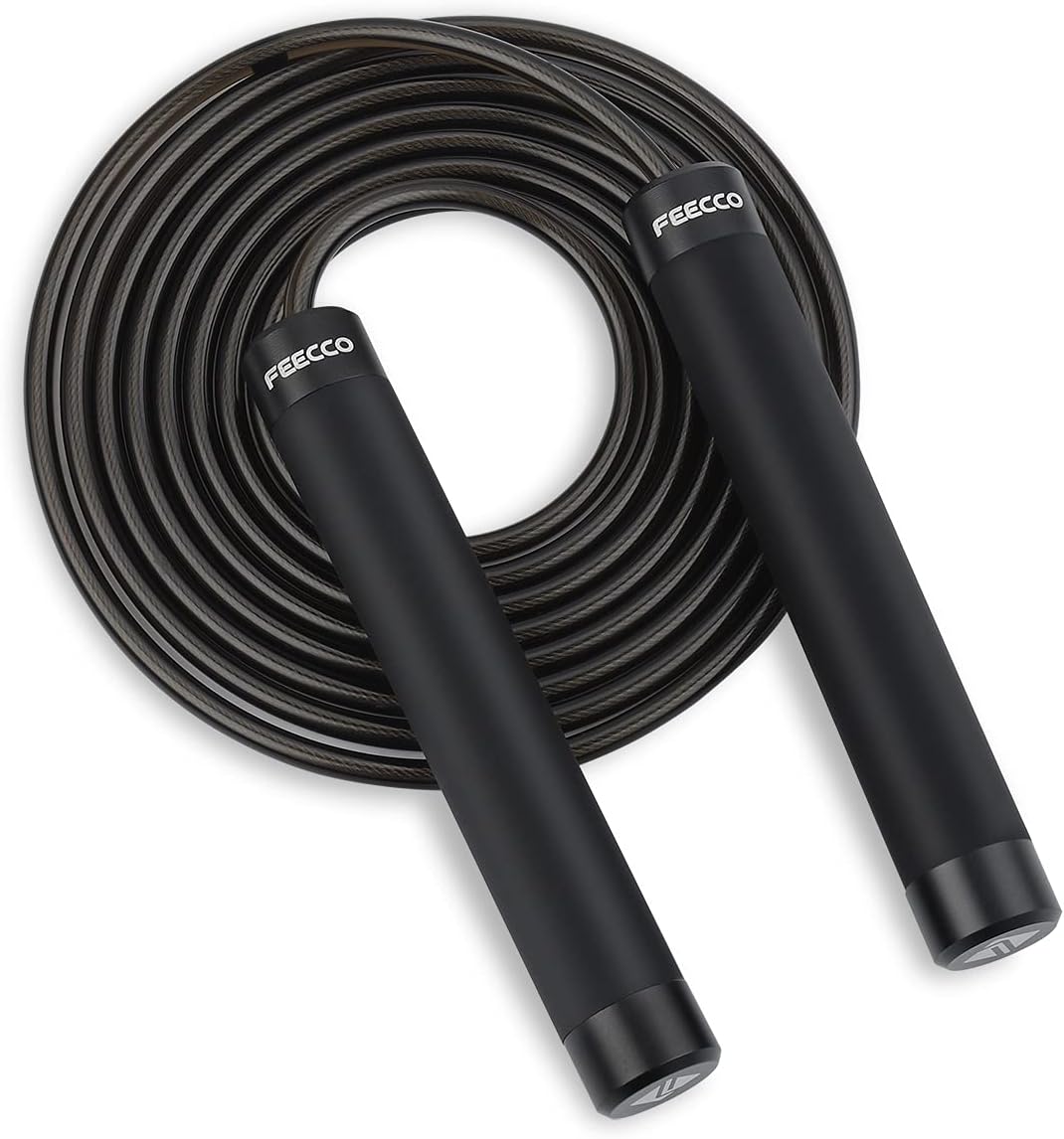 FEECCO 1/2 lb Weighted Jump Rope - Adjustable Length for Intense Workouts