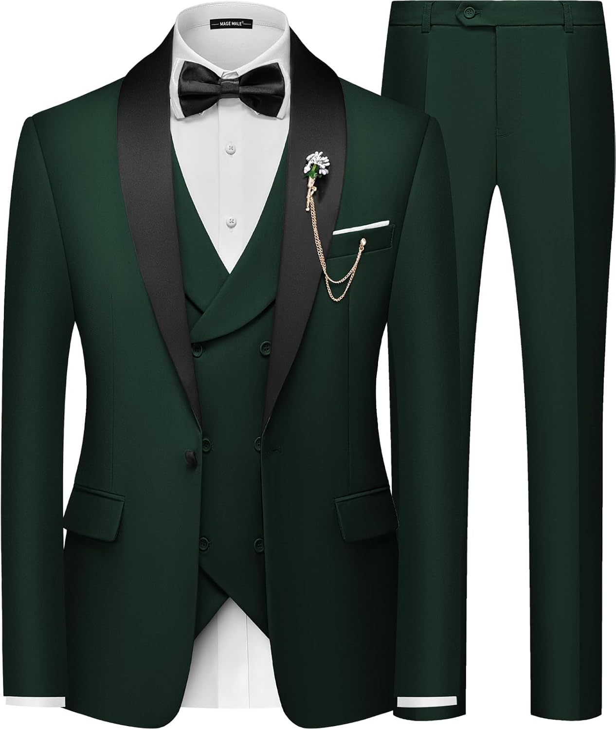 MAGE MALE Men's Slim Fit 3 Piece Suit for Any Occasion