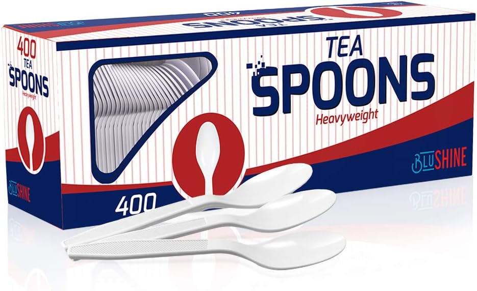 Extra Heavyweight Disposable White Plastic Tea Spoons for Events