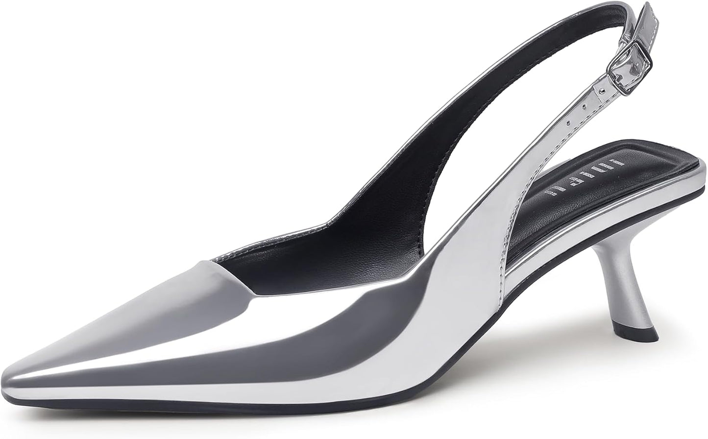 IDIFU Kitten Heels Closed Toe Slingback Pumps for Women