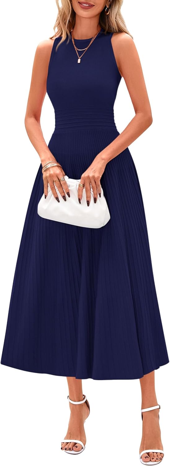 PRETTYGARDEN Spring Casual Dresses for Women - Midi A Line Style