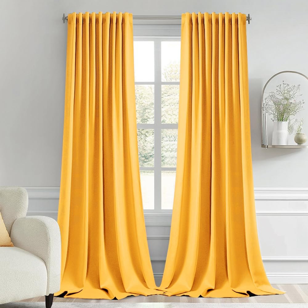 MIULEE Yellow Back Tab Blackout Curtains for Elegant Living