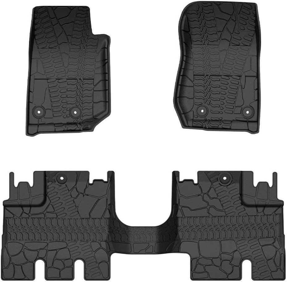 JOYTUTUS Floor Mats for Wrangler JK Unlimited - All Weather Set