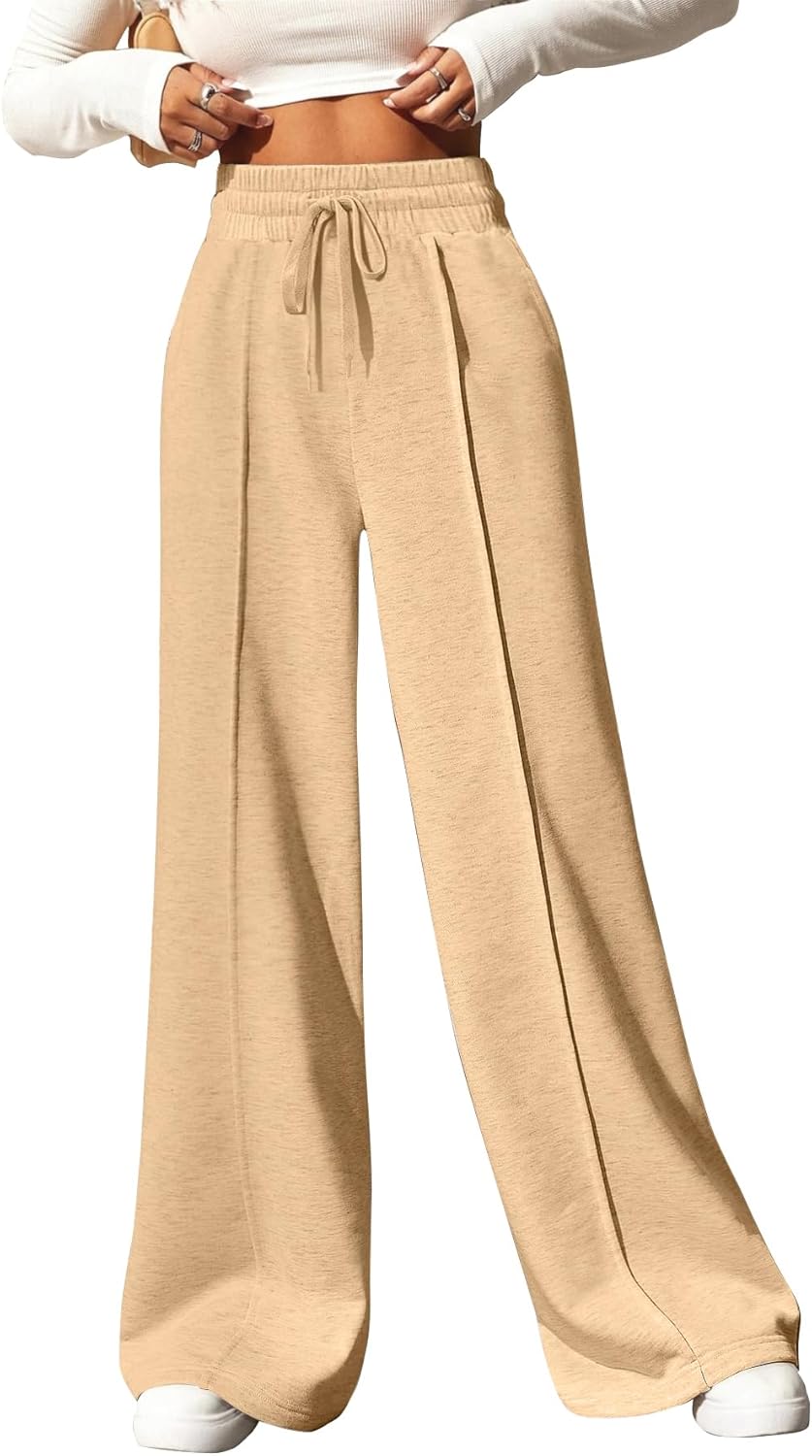 Yousify Wide Leg Sweatpants for Women with Pockets and Comfort