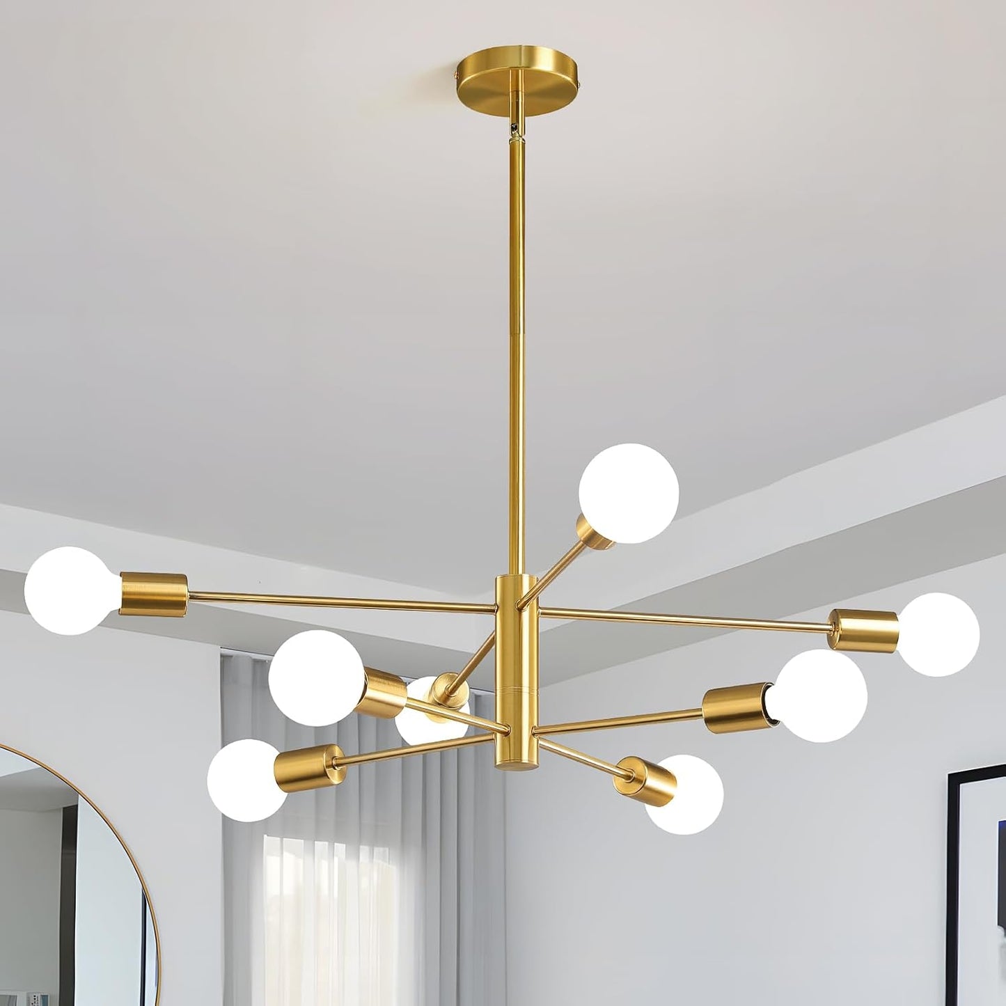 KAISITE Modern Chandelier 8-Light Gold Fixture for Dining Room