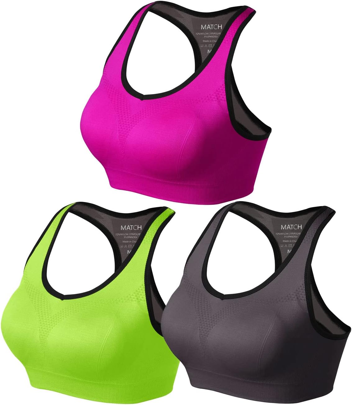 Match Racerback Sports Bras for Women: Padded Seamless Comfort