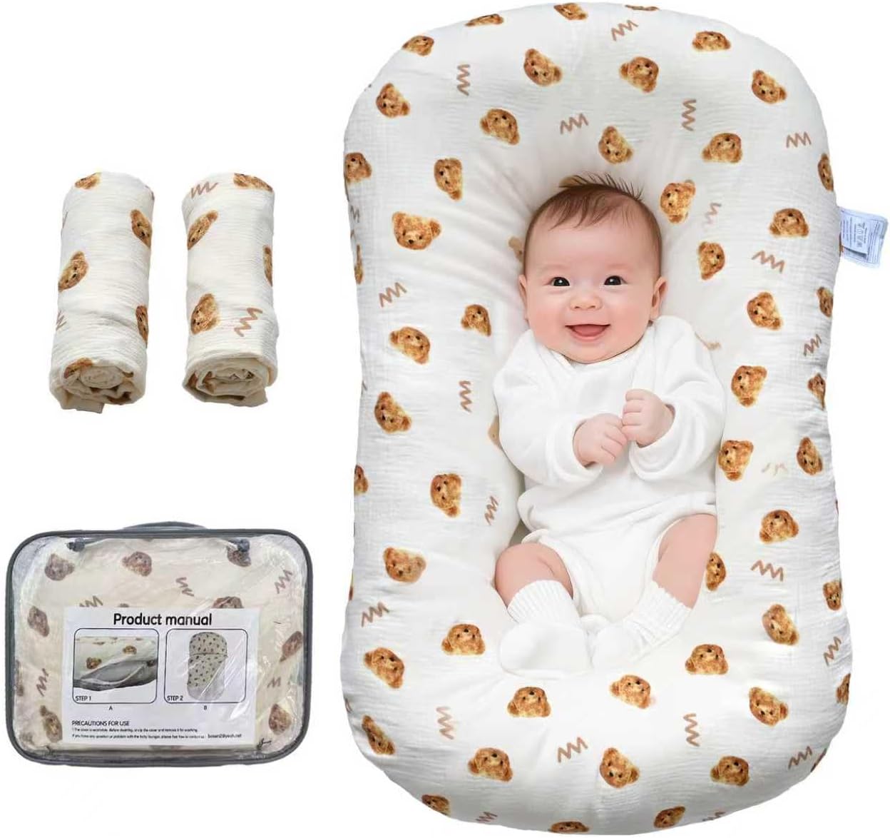 Baby Lounger for Newborns with Soft Cover for Home and Travel