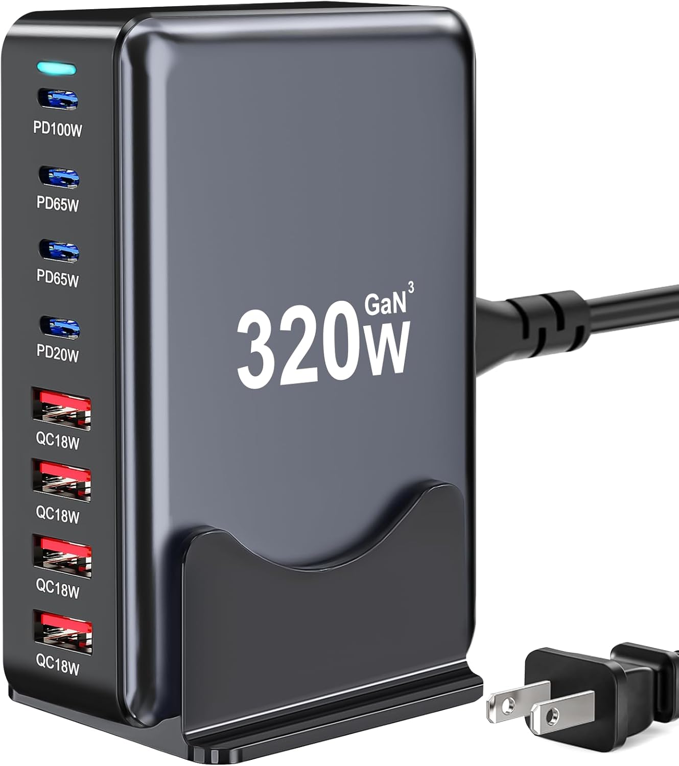 320W USB C Charger Block - Fast 8-Port Charging Station Hub