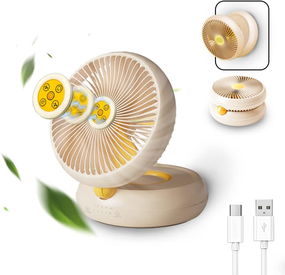 Rechargeable Remote Fan: Ultra Quiet, 4 Speeds, Portable & Foldable
