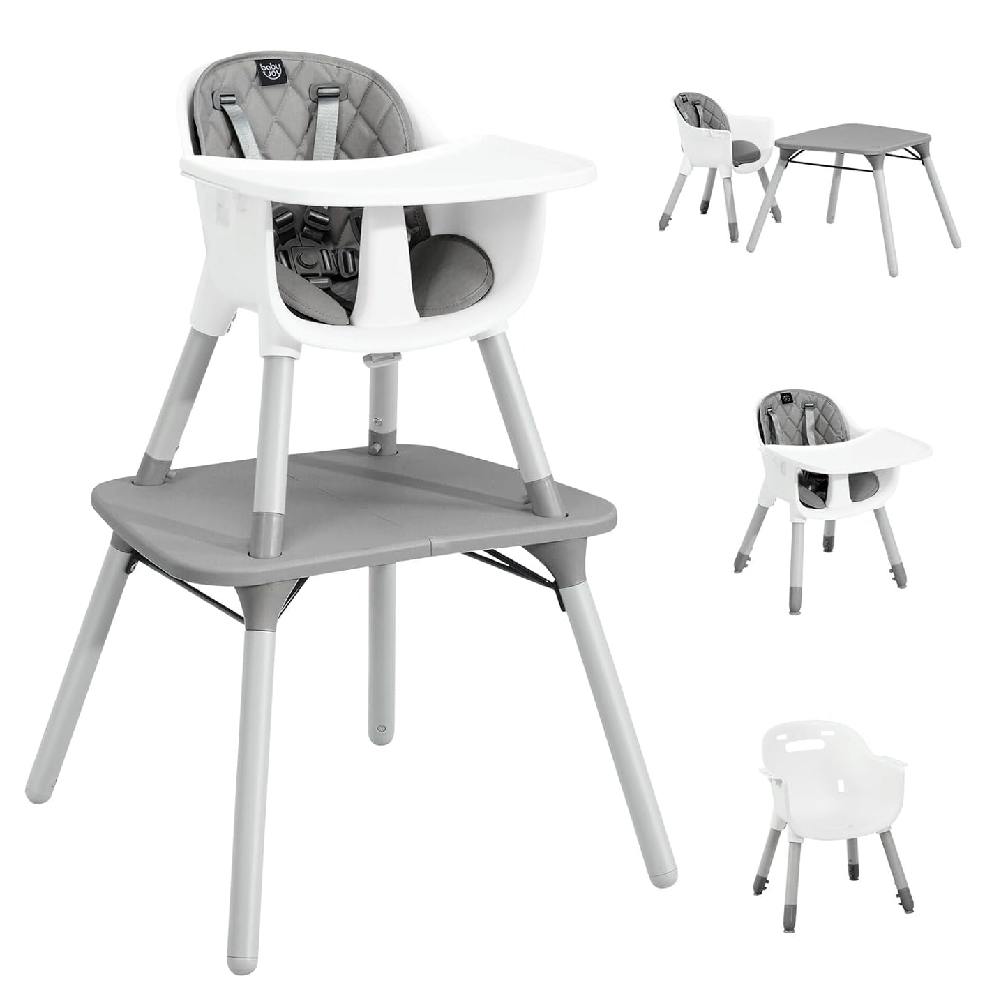 5 in 1 Convertible High Chair for Babies & Toddlers - Gray