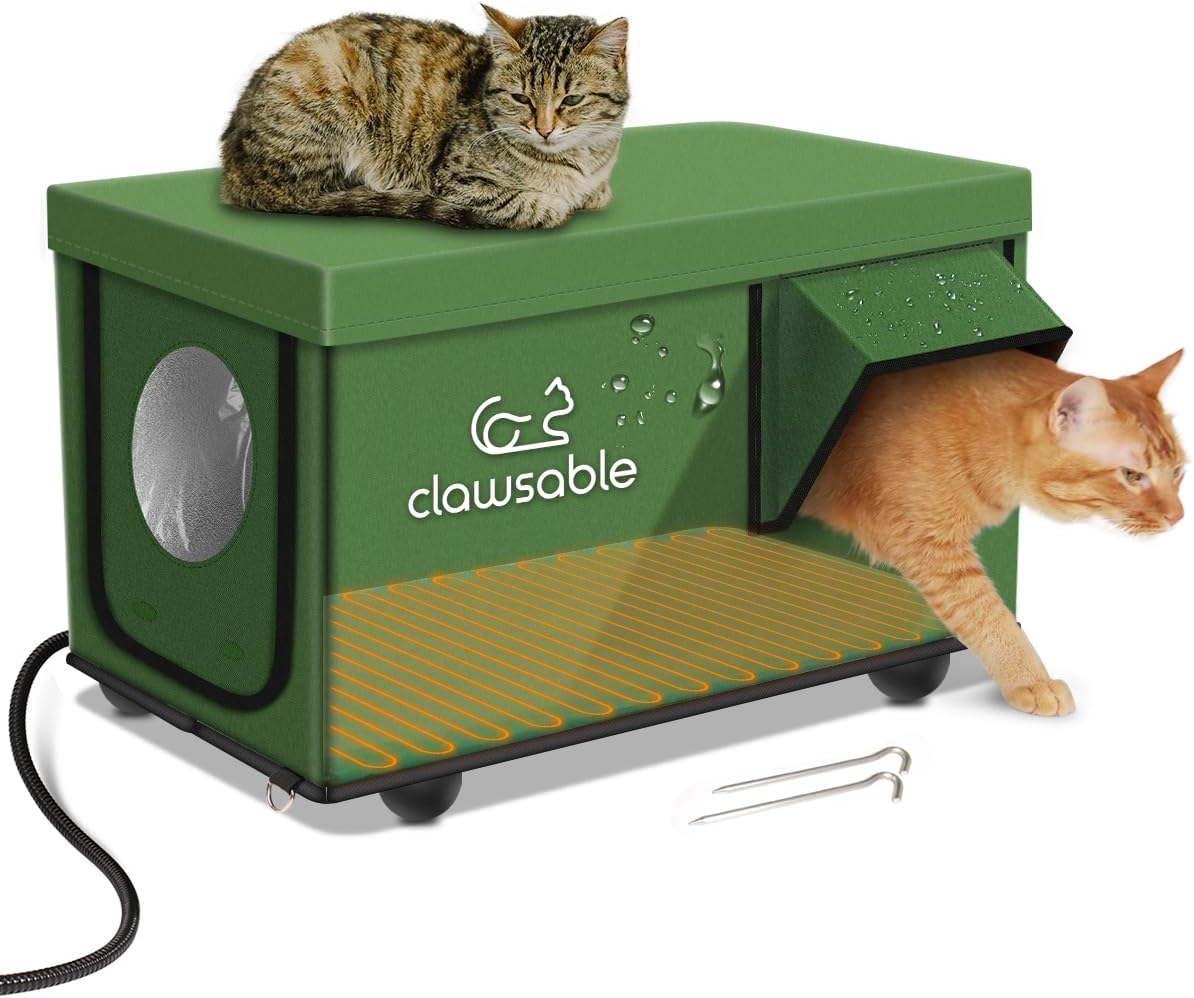 Indestructible Heated Cat House for Outside Cats - Waterproof