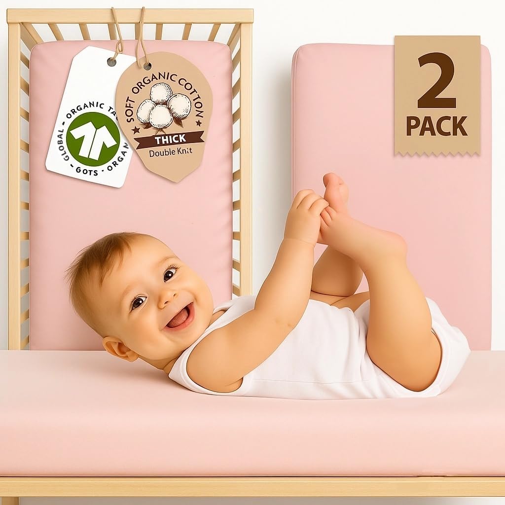 GOTS Organic Bassinet Sheets Girl - Softest Turkish Cotton