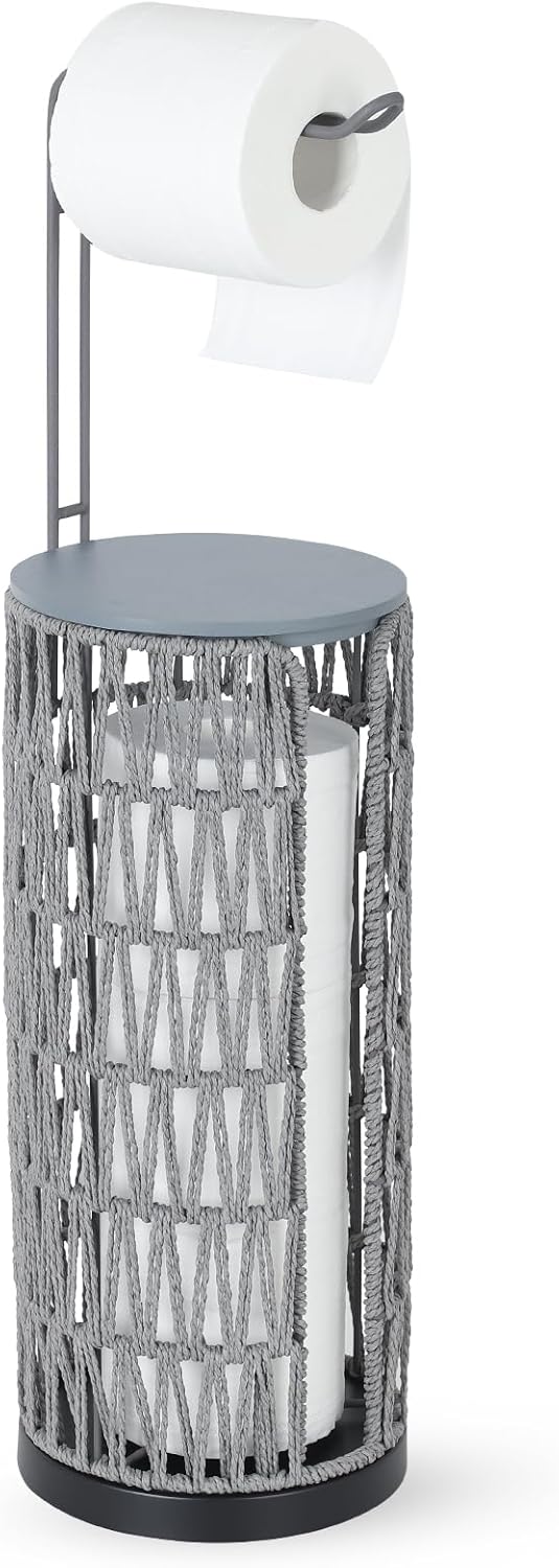Boho Toilet Paper Holder with Storage for Stylish Bathrooms