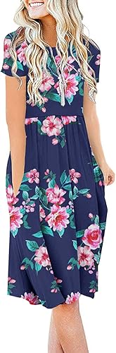 DB MOON Women Casual Short Sleeve Dresses with Pockets