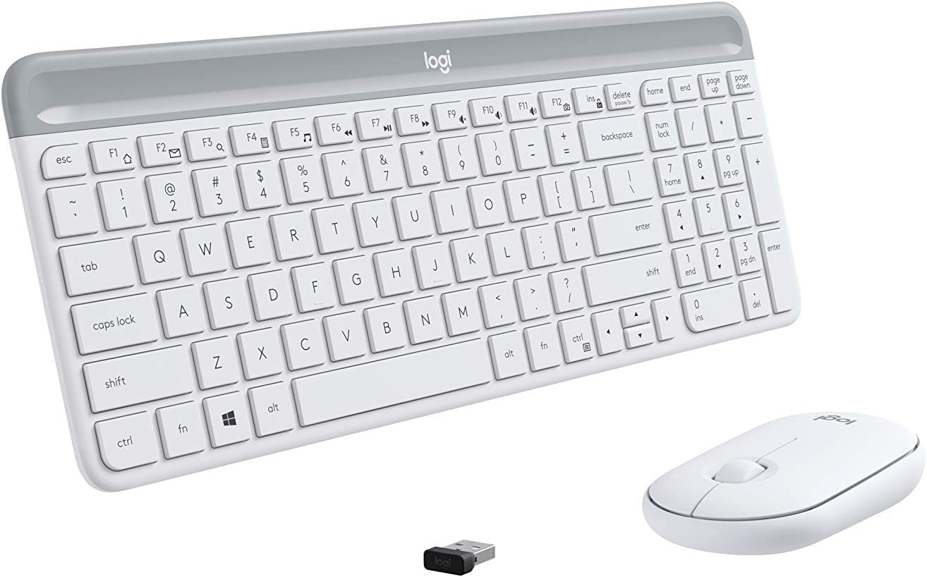 Renewed Logitech Slim Wireless Combo - Sleek Off-White