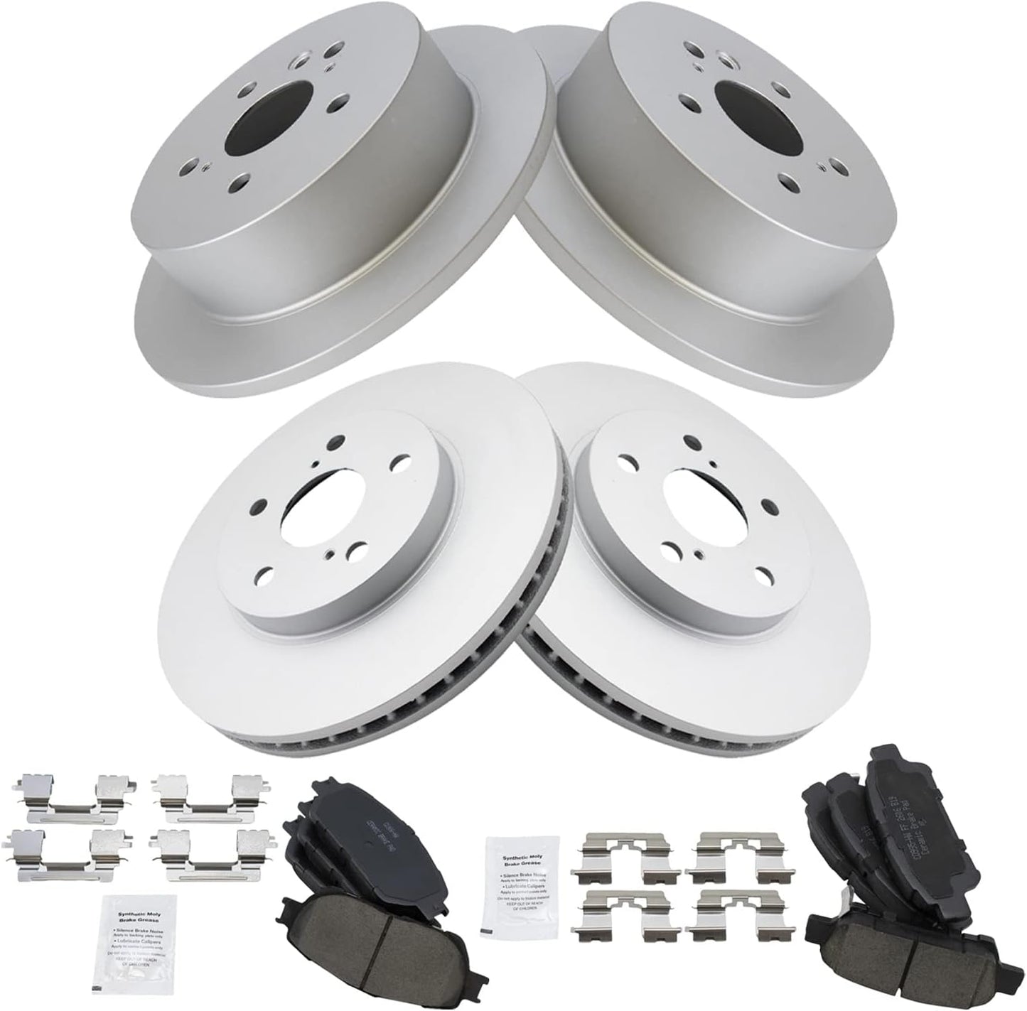 TRQ Front and Rear Brake Pad & Rotor Kit for Toyota Sienna
