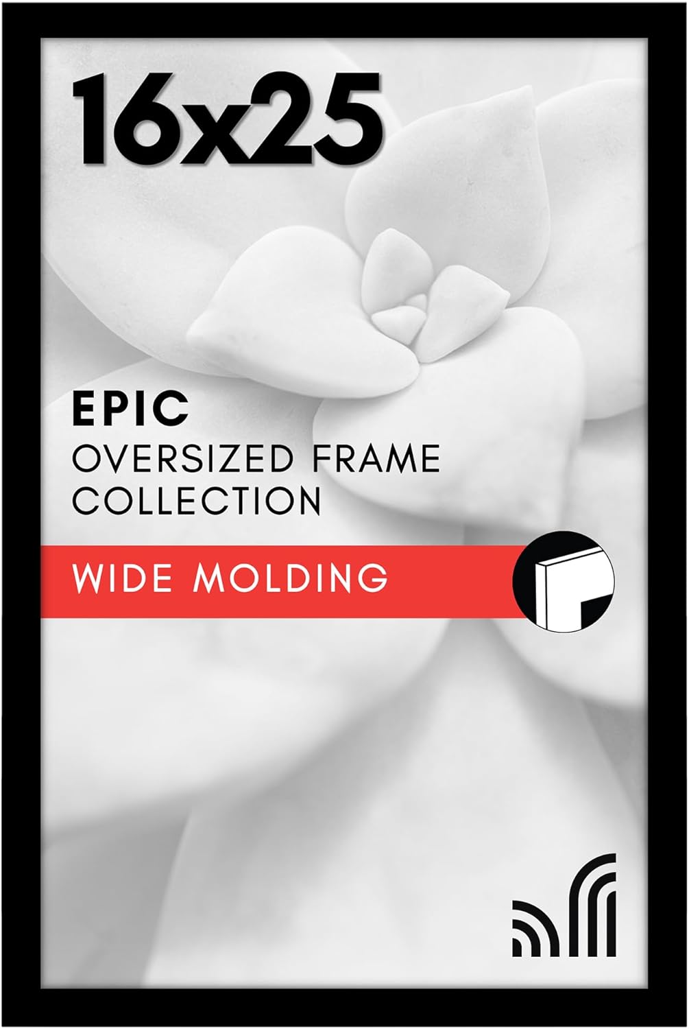 16x25 Black Picture Frame with Polished Plexiglass for Art