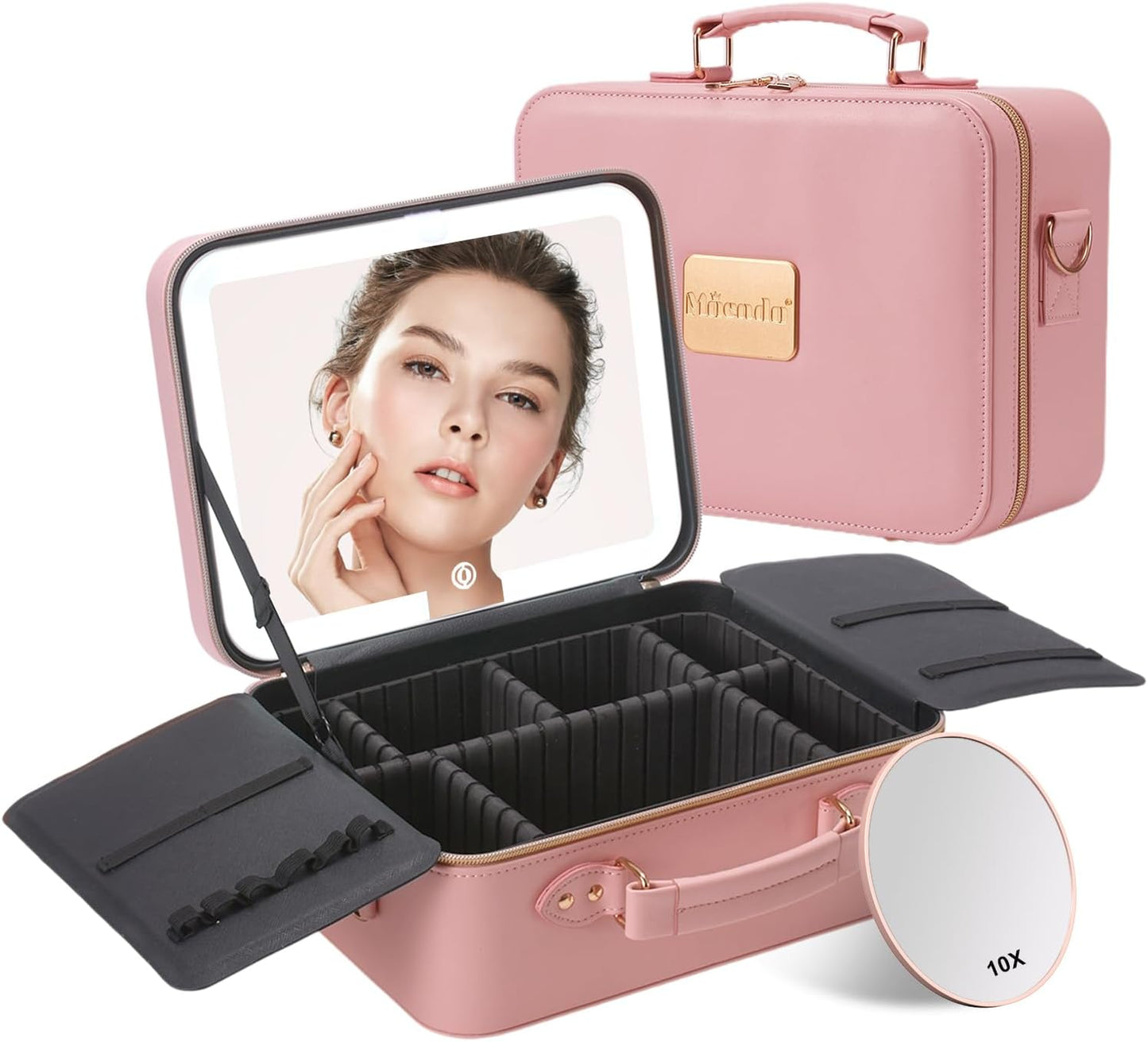 Mocado Travel Makeup Bag with LED Lighted Mirror for Beauty