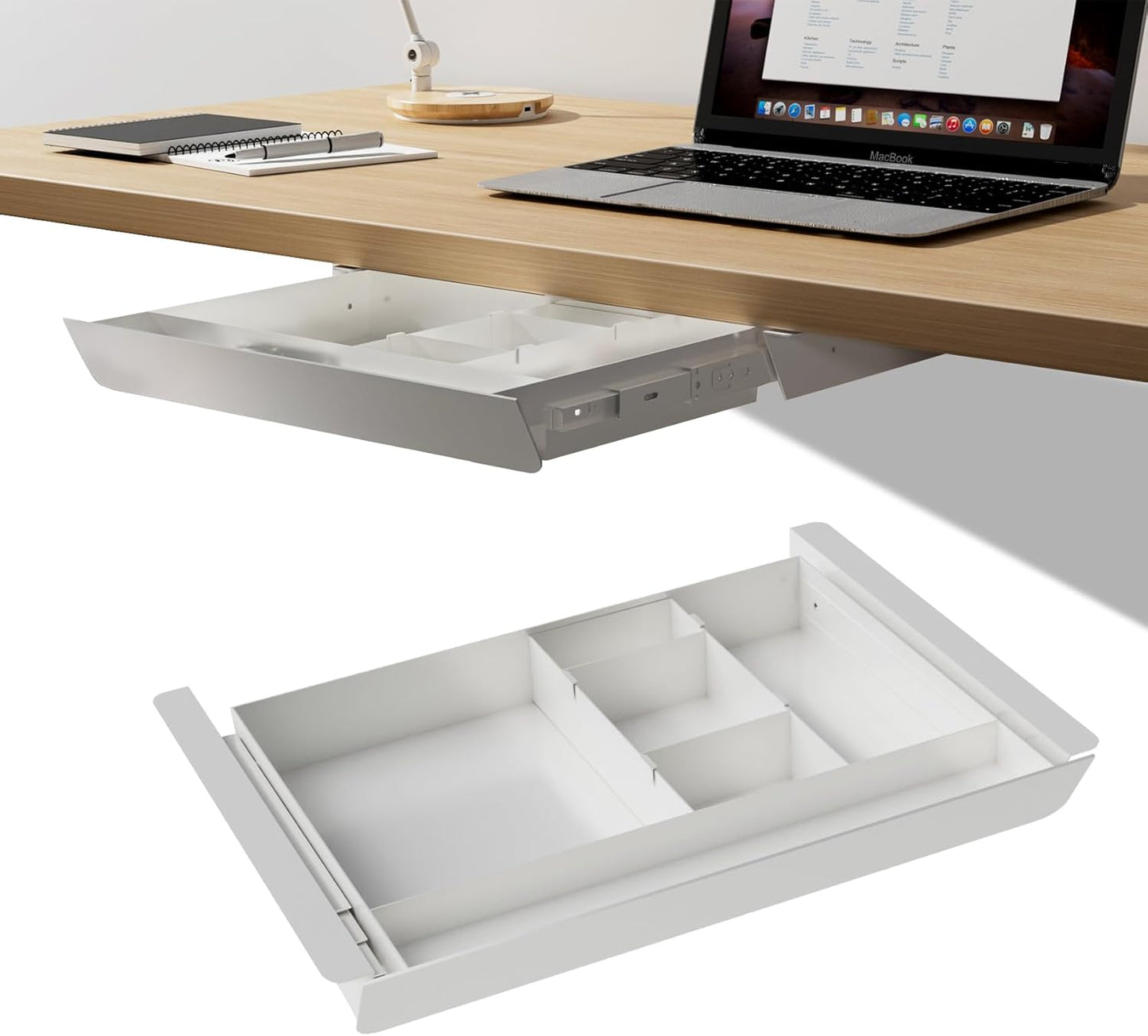 Organize with Ease: Gaxomo White Sliding Drawer for Sit Stand Desk