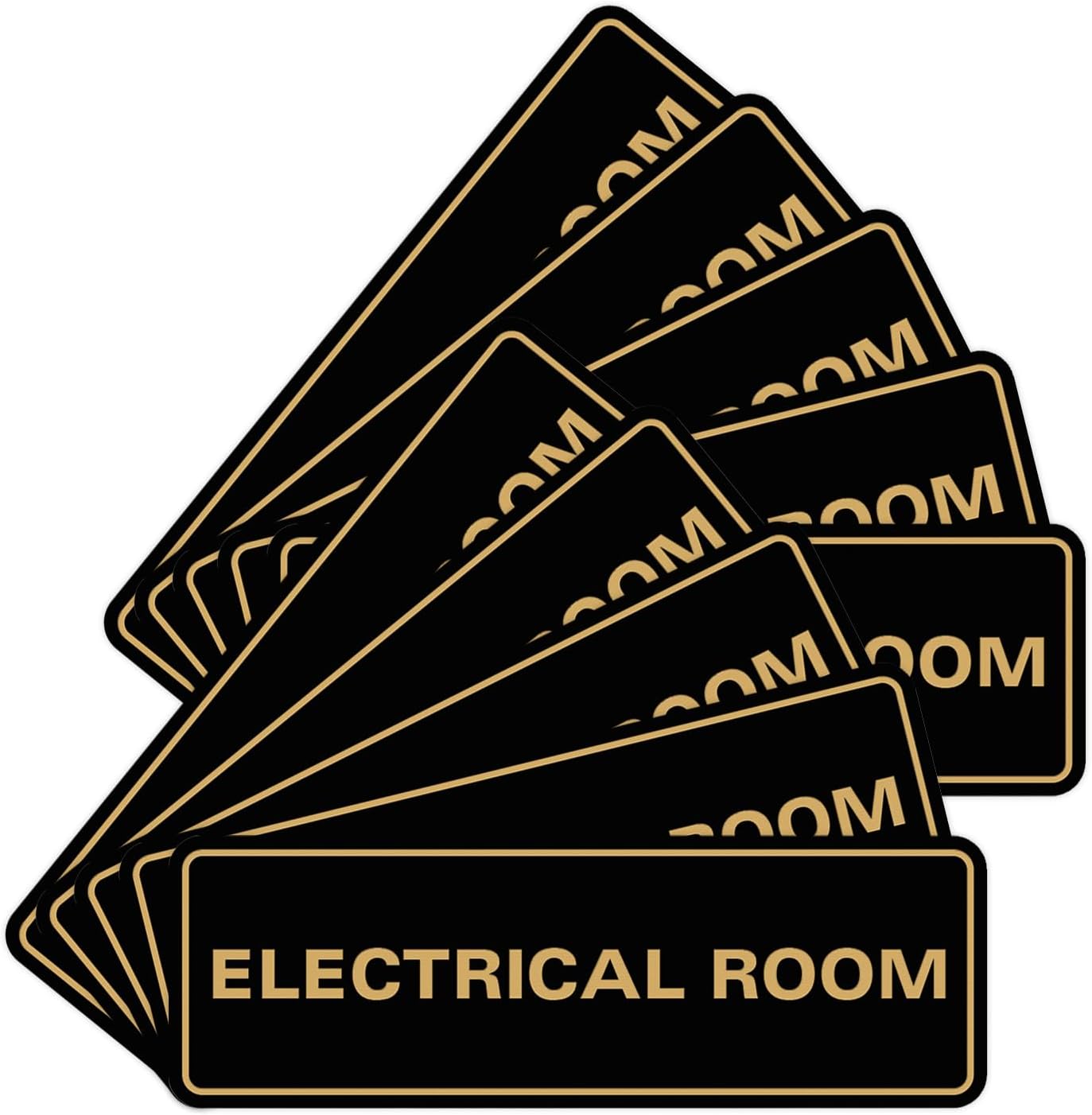All Quality Standard Electrical Room Sign - Black/Gold - 10 Pack