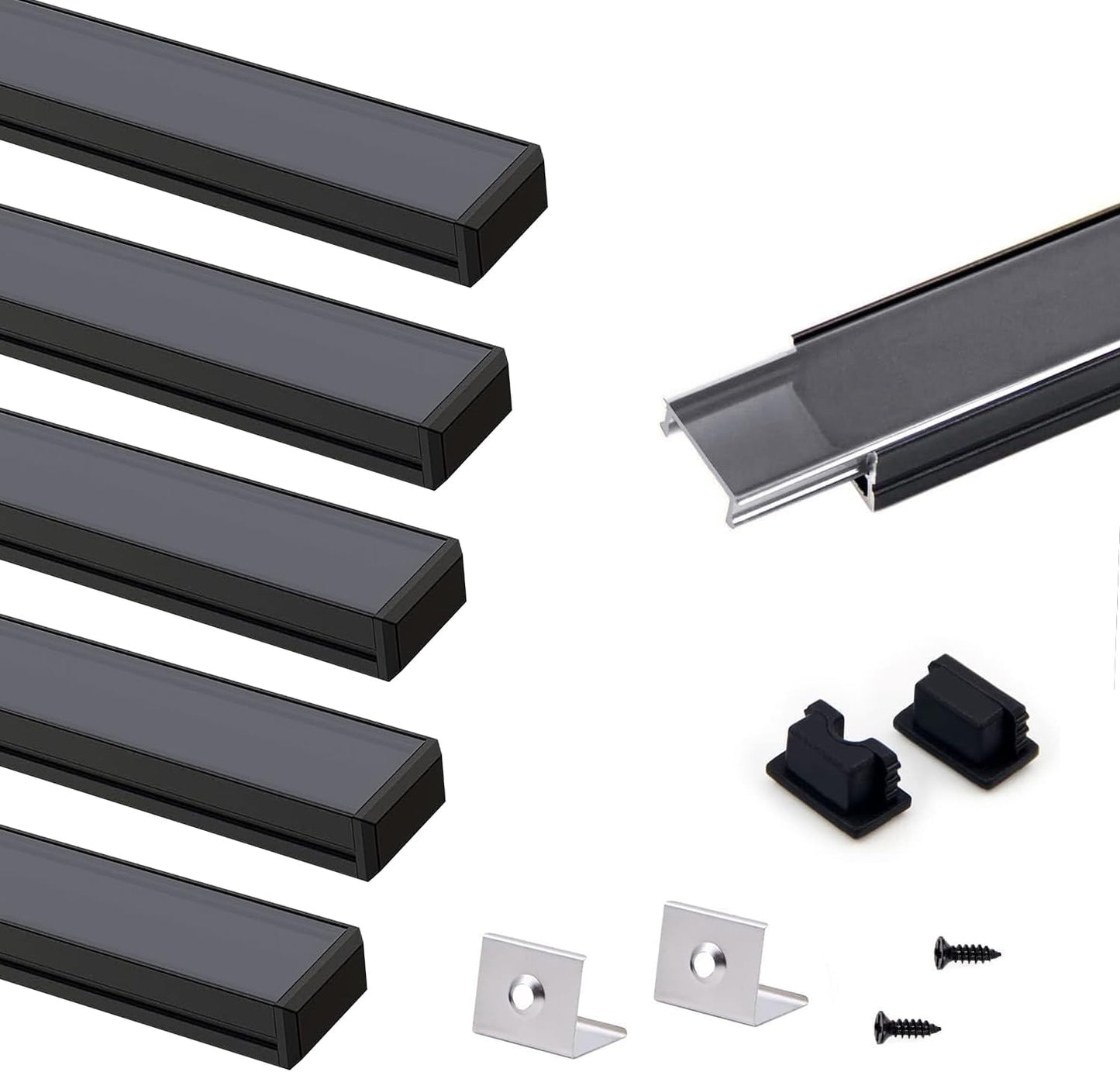 VST 6 Pack 3.3ft LED Aluminum Channel U Shape for Strip Lights