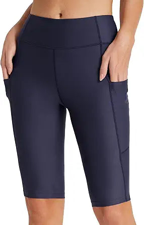 BALEAF Women's Knee Length Swim Shorts with Pockets and UPF 50