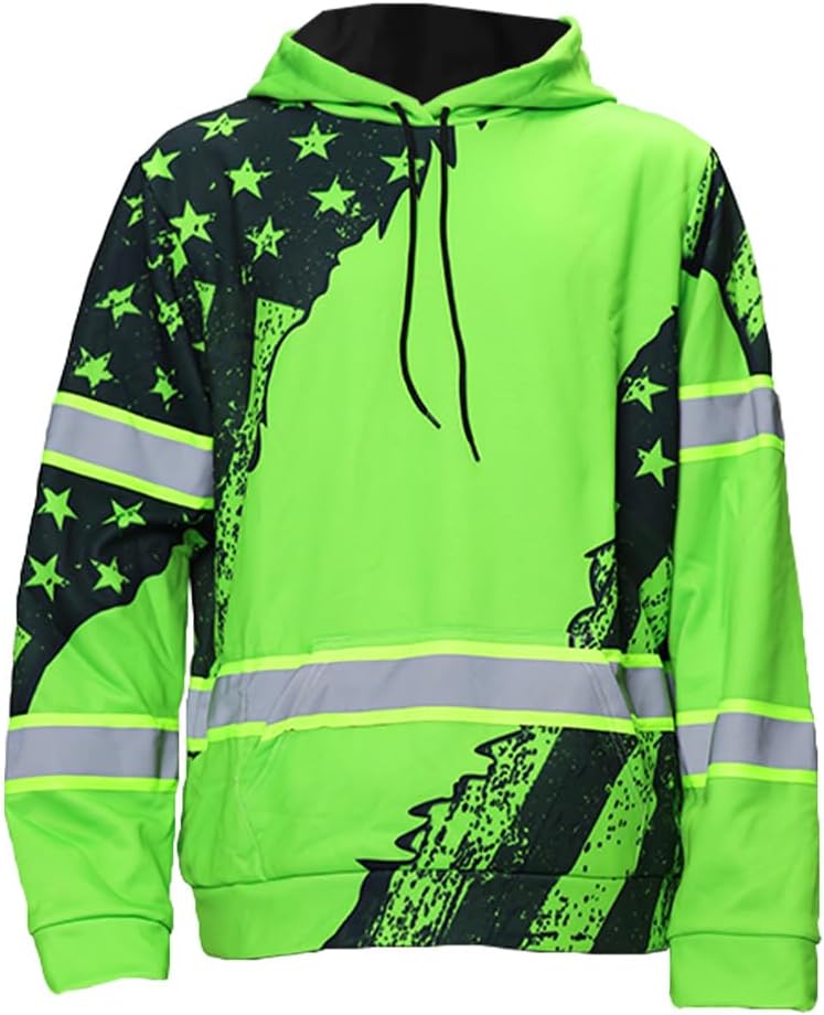 Maddly High Visibility US Flag Collection Safety Workwear Hoodie