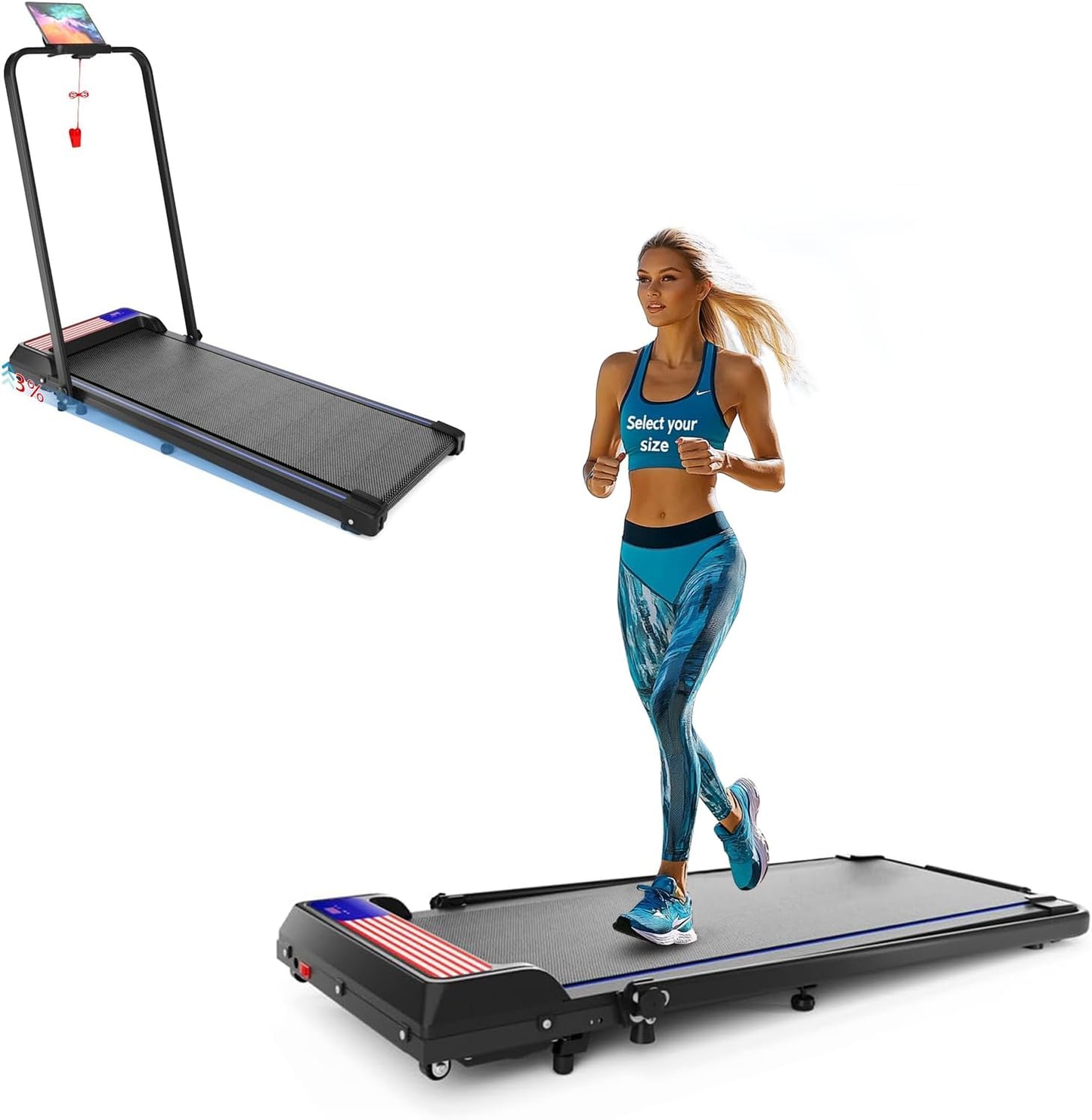 2-in-1 Folding Treadmill: Walk & Run with Remote