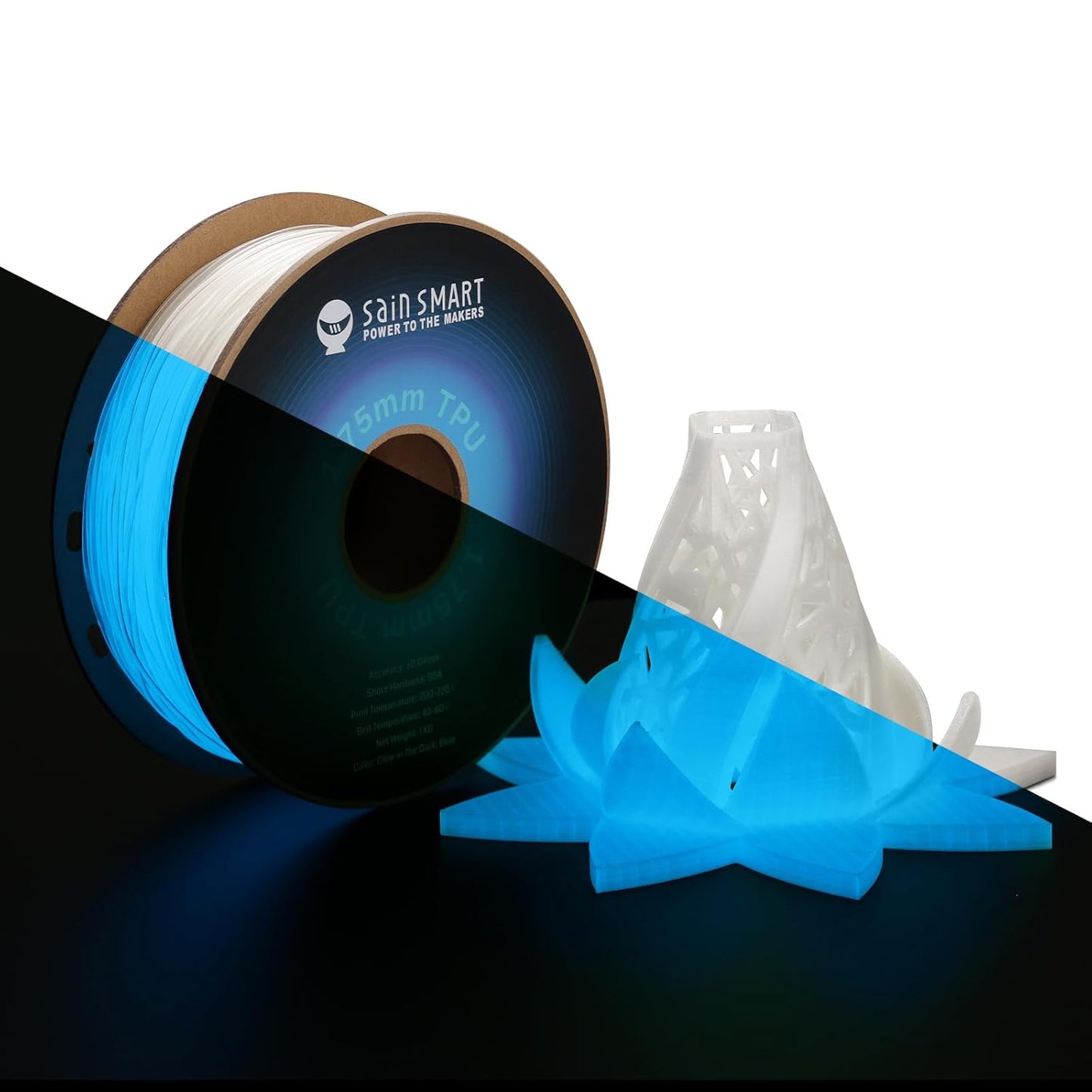 SainSmart 540GBL Flexible TPU 3D Printing Filament, Glow in Dark