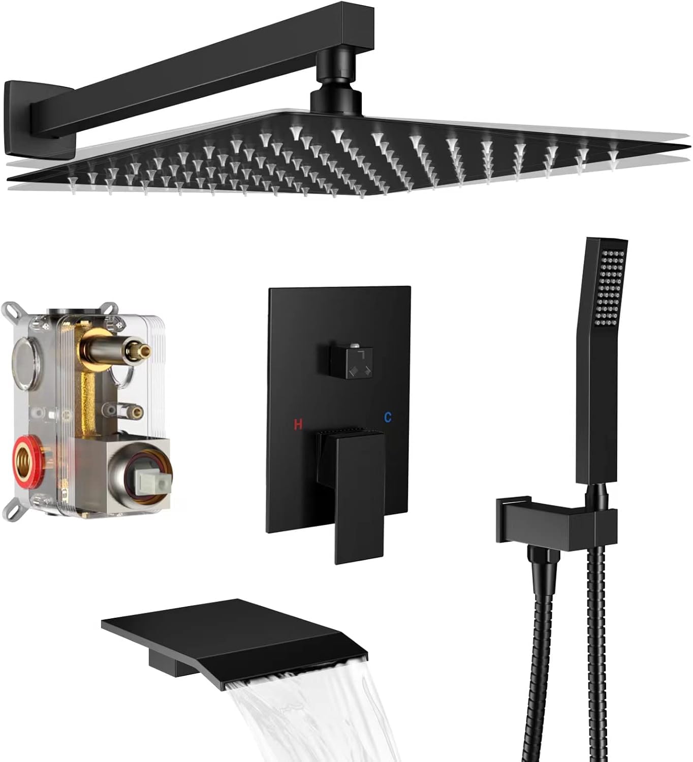 Rain Shower Faucet Set with Tub Spout for Luxurious Bathing