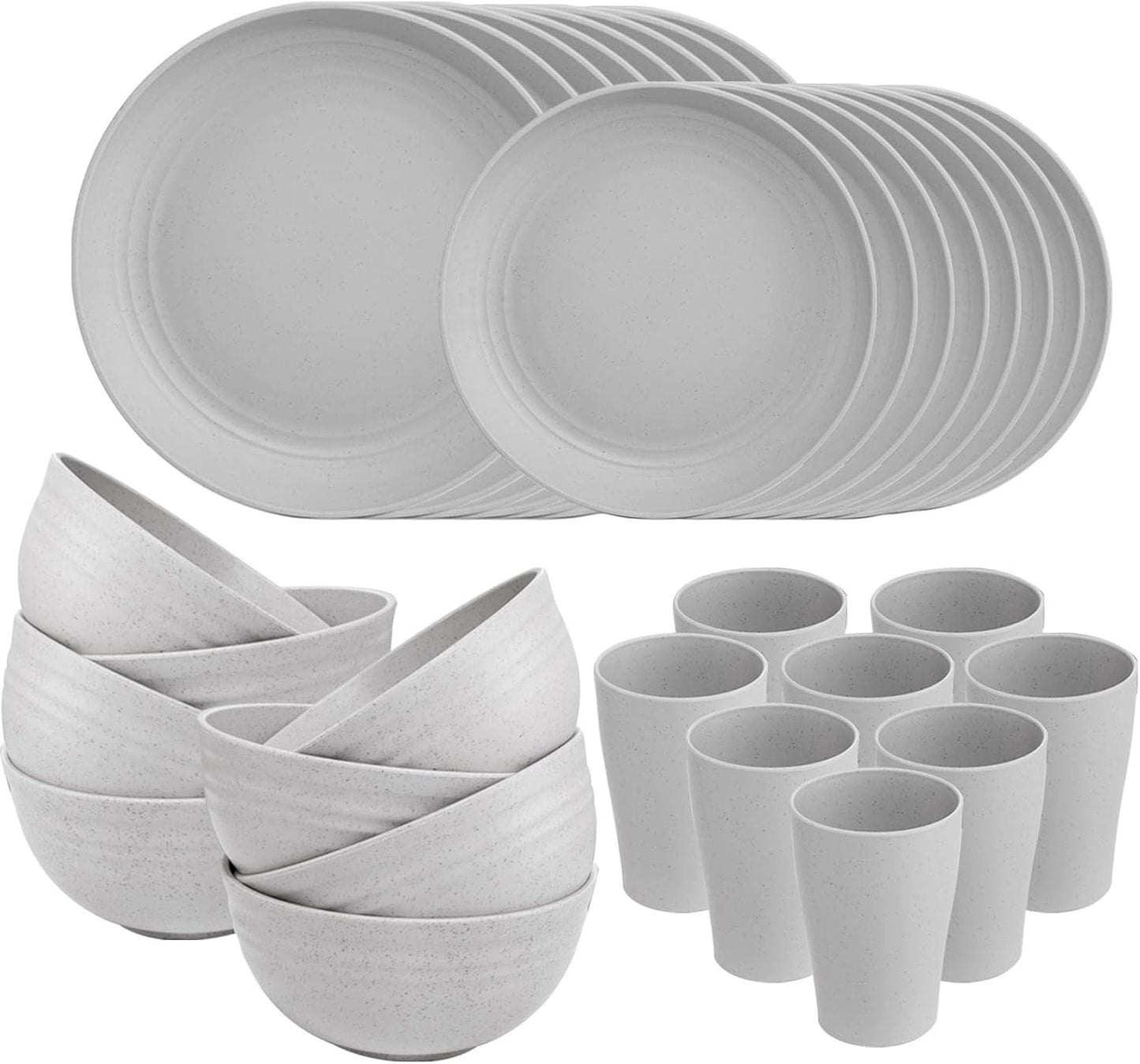 Supernal 32pcs Wheat Straw Dinnerware Set for 8 - Durable & Safe