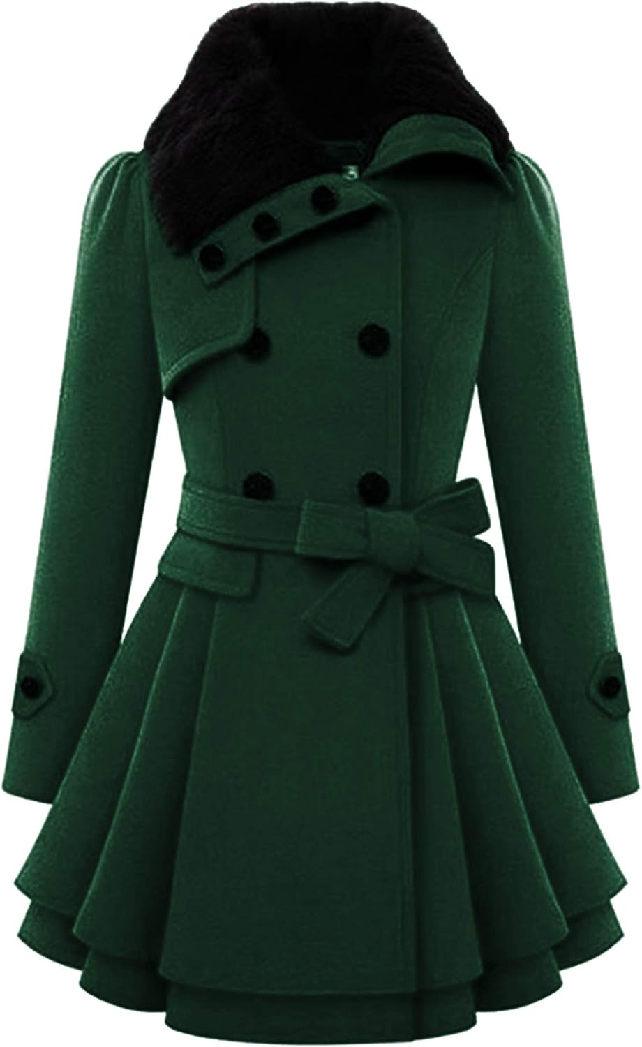 Stylish Women's Faux Fur Lapel Double-Breasted Winter Coat