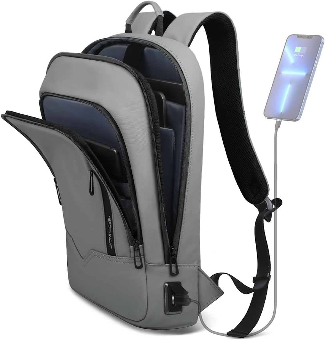 hk Slim Business Backpack with USB Charger for Men 15.6 in