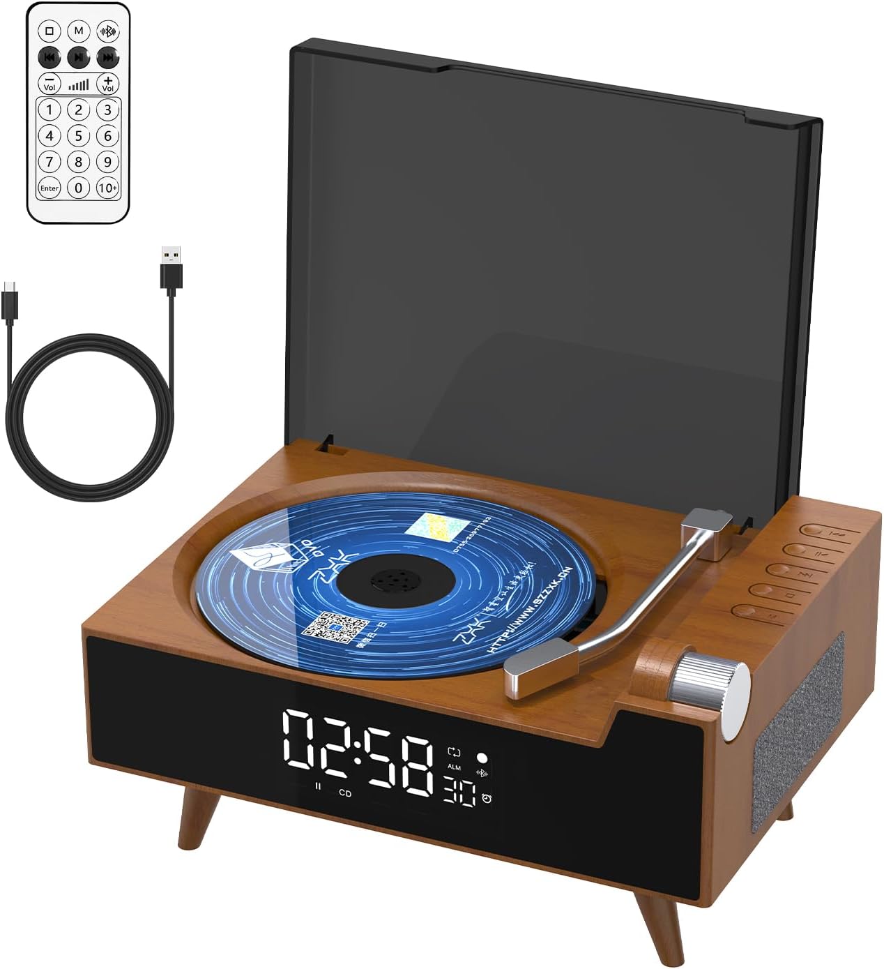 CD Player for Home with Bluetooth and Dual Speakers Features