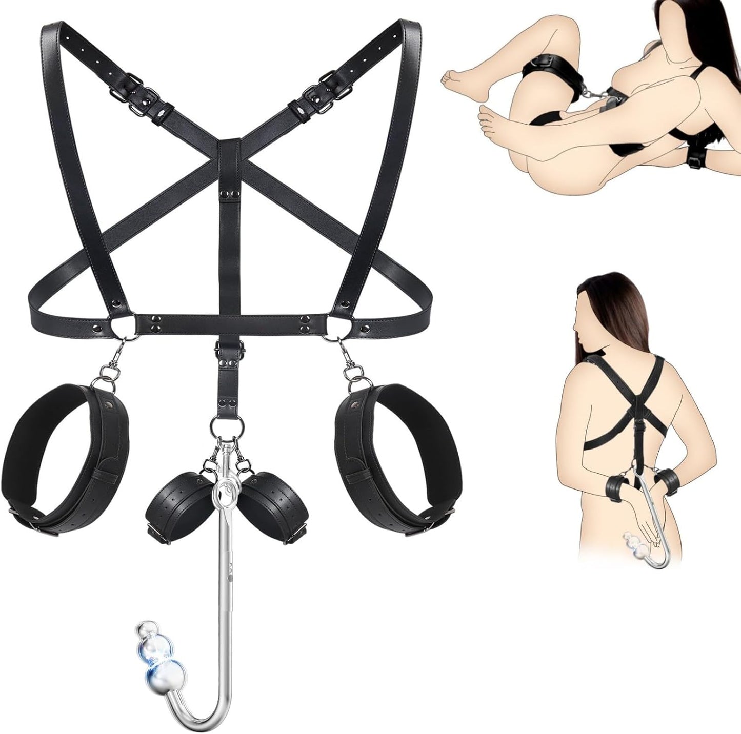 Vibrating Anal Hook BDSM Restraints Kit for Couples Fun